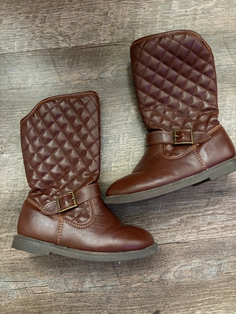 Carter’s Toddler Girls Quilted Buckle Brown Mid-Calf Boots